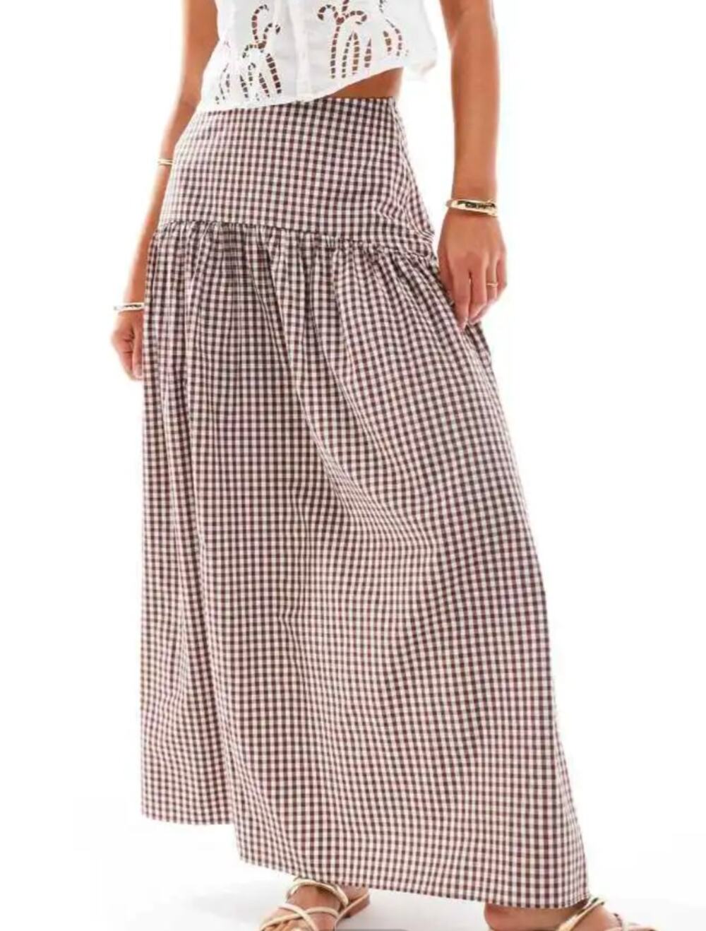 ASOS Brown. & White Plaid Skirt Size 14